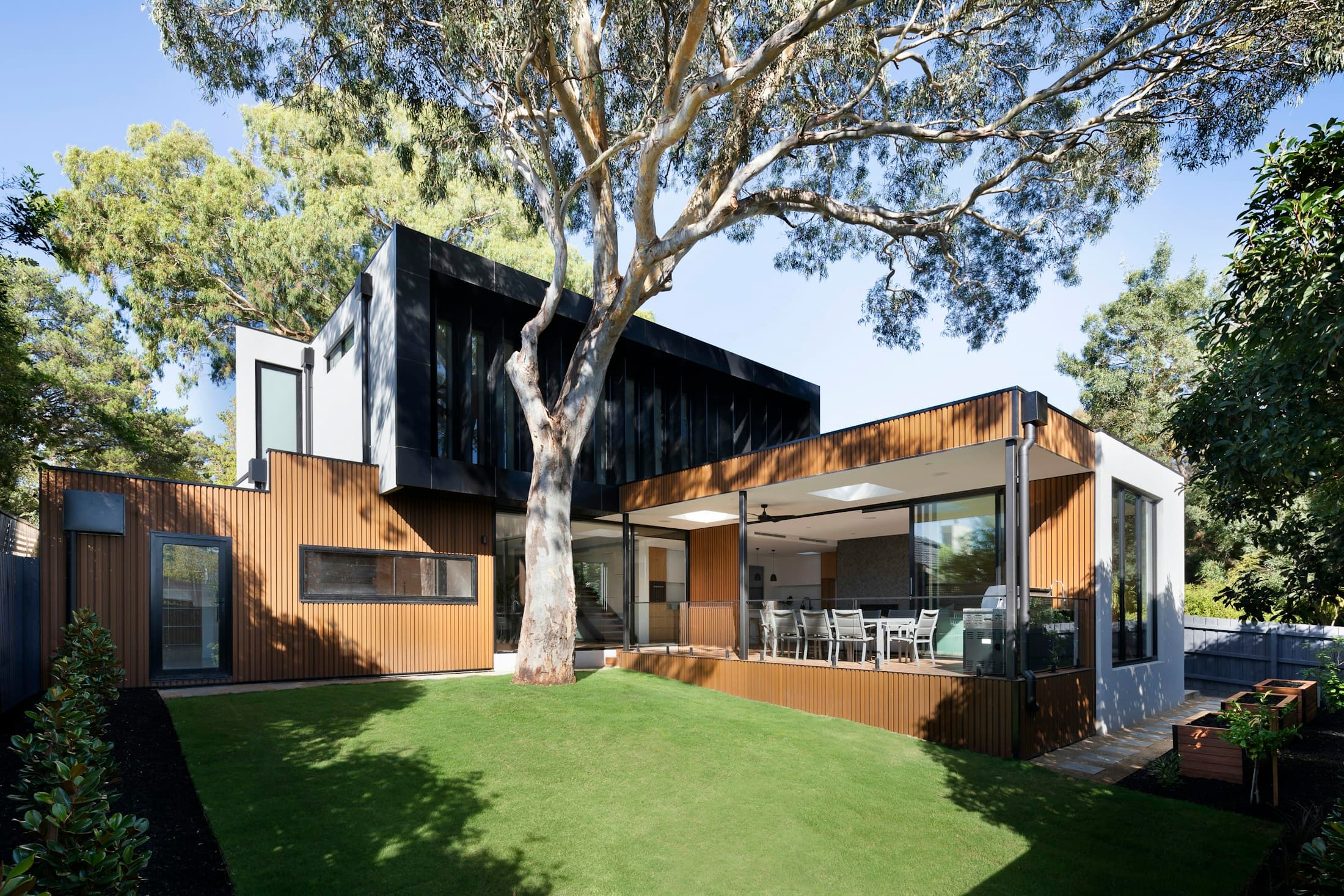 Contemporary family home with a landscaped garden